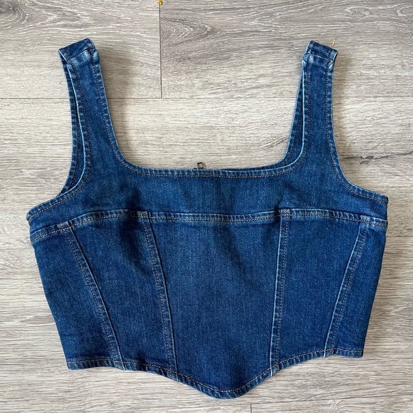 Reformation Indigo Denim Crop Top - Picture 2 of 6